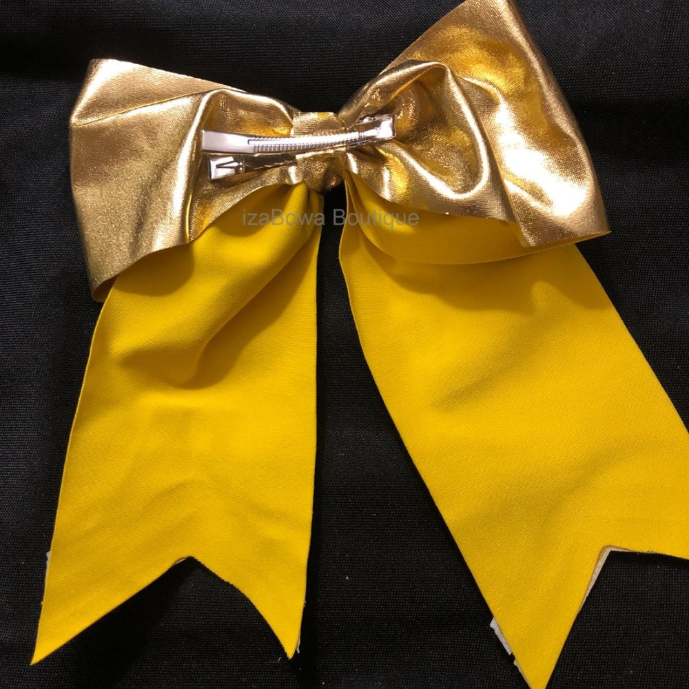 Gold Foil Sparkle Cheer Bow  5B2258  Handmade NWT Boutique - Picture 3 of 3